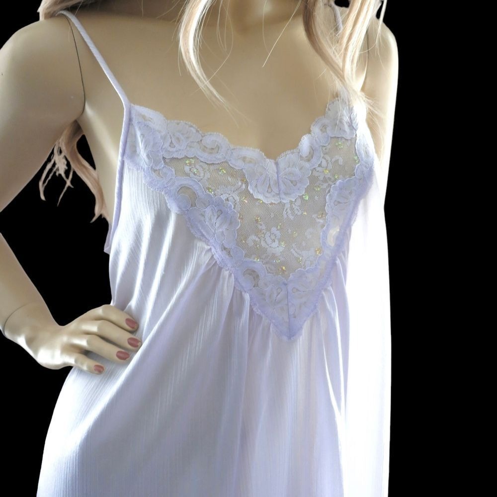 Tom Bezduda‎ Vintage 80s Lilac Gown M Maxi Slip Dress Coquette Lingerie - Picture 7 of 9